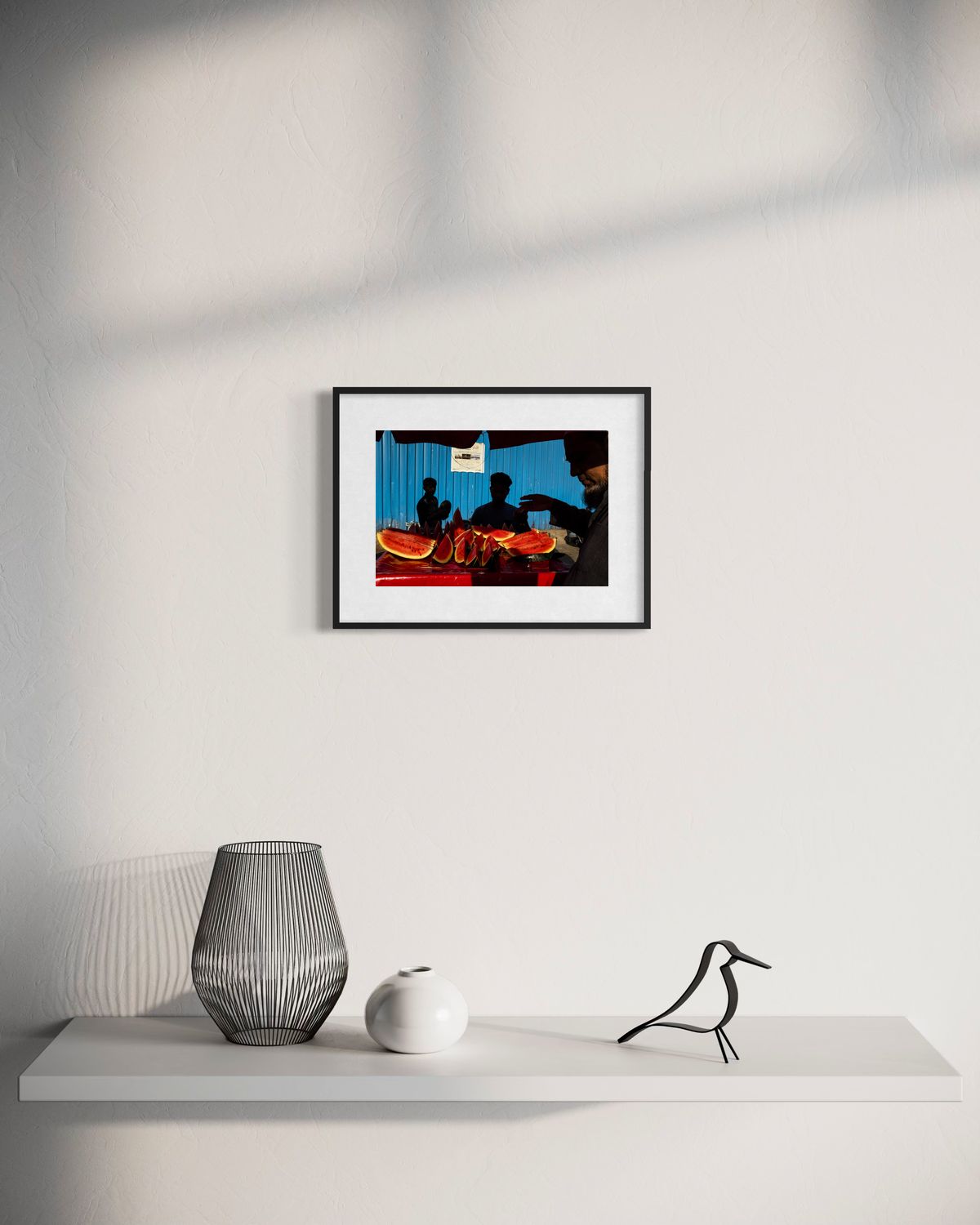 Watermelons by Suresh Naganathan: black frame with white mat, 20 x 30 cm, on a wall