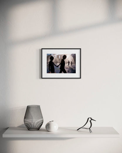 At the Waterpark by Suresh Naganathan: black frame with white mat, 20 x 30 cm, on a wall