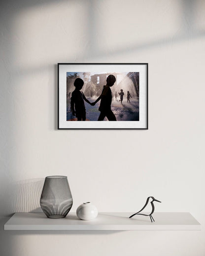 At the Waterpark by Suresh Naganathan: black frame with white mat, 30 x 45 cm, on a wall