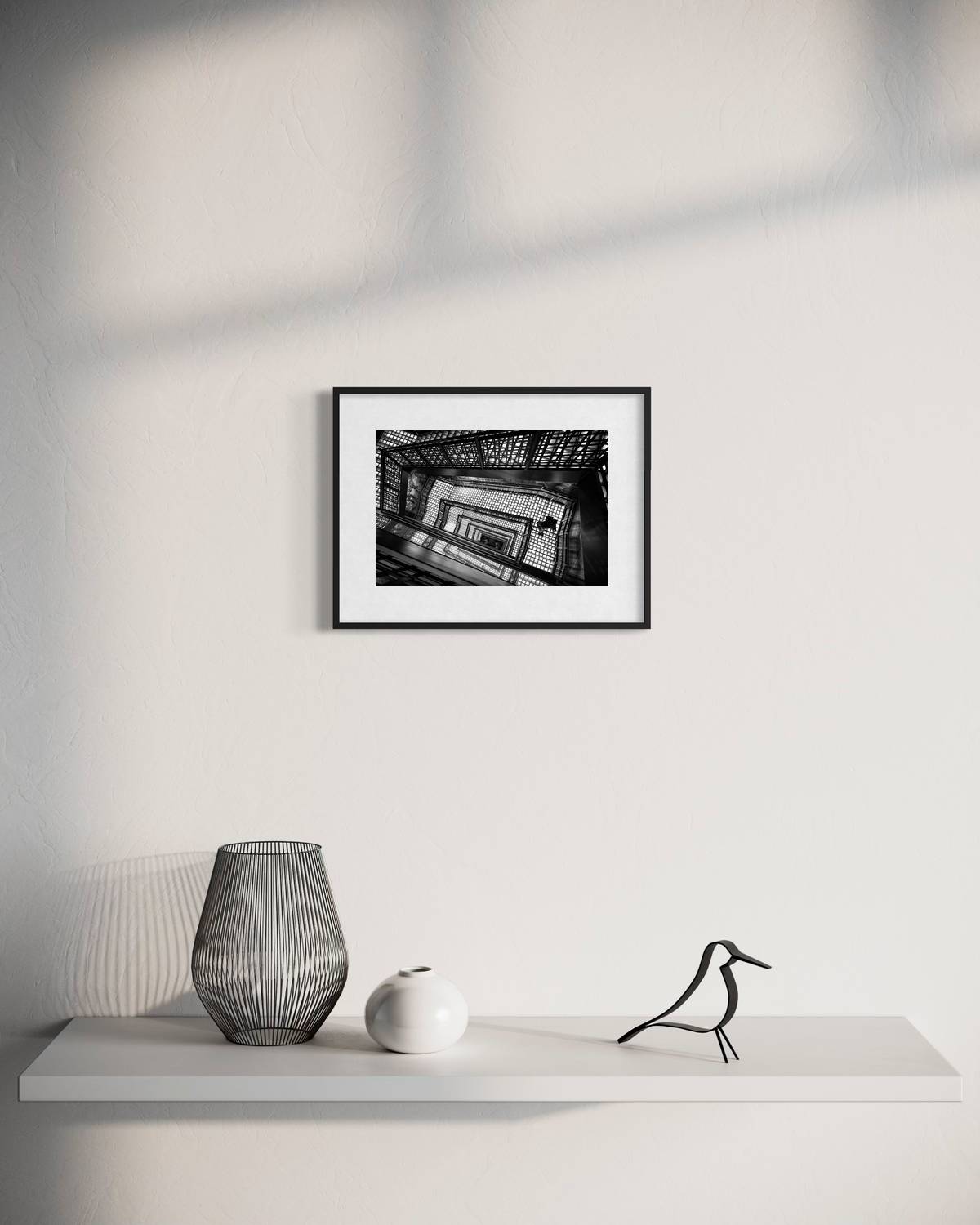 Endless ascent by Marc Estruch: black frame with white mat, 20 x 30 cm, on a wall