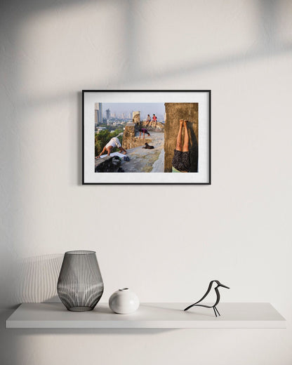 Morning Exercise by Suresh Naganathan: black frame with white mat, 30 x 45 cm, on a wall