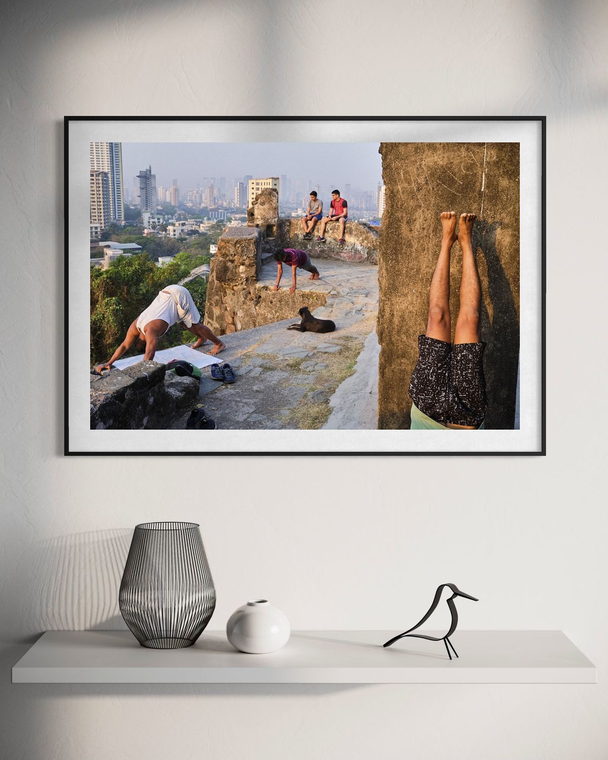 Morning Exercise by Suresh Naganathan: black frame with white mat, 60 x 90 cm, on a wall