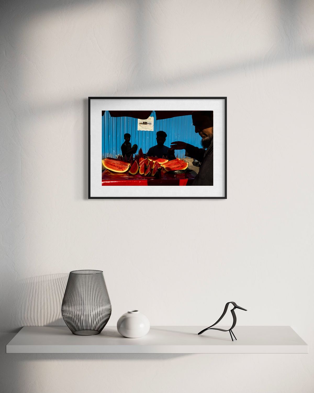Watermelons by Suresh Naganathan: black frame with white mat, 30 x 45 cm, on a wall