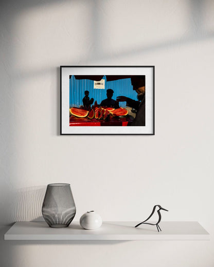 Watermelons by Suresh Naganathan: black frame with white mat, 30 x 45 cm, on a wall