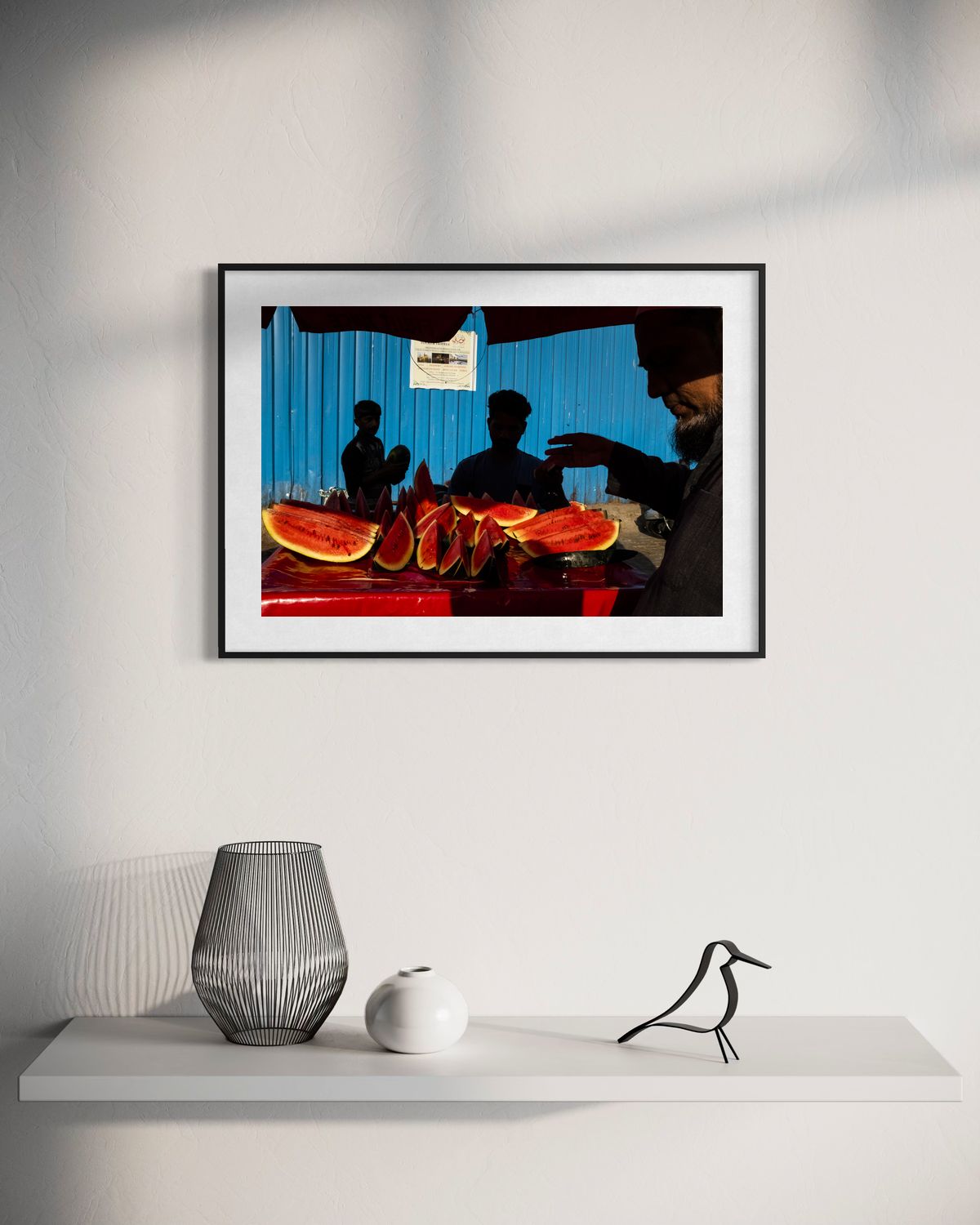 Watermelons by Suresh Naganathan: black frame with white mat, 40 x 60 cm, on a wall