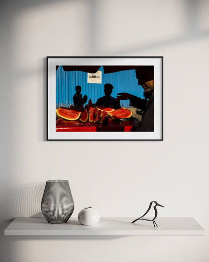Watermelons by Suresh Naganathan: black frame with white mat, 40 x 60 cm, on a wall