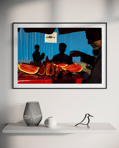 Watermelons by Suresh Naganathan: black frame with white mat, 60 x 90 cm, on a wall